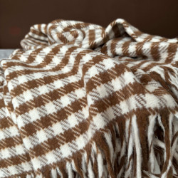 Двойно вълнено одеяло 190х220 кафяво пепит